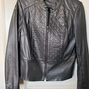 Leather jacket black with gold studs on front